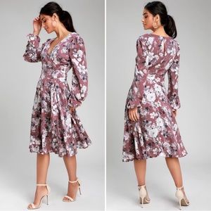 Lulu's Floral Mauve and White Dress
